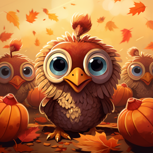 Cute turkeys with kawaii eyes