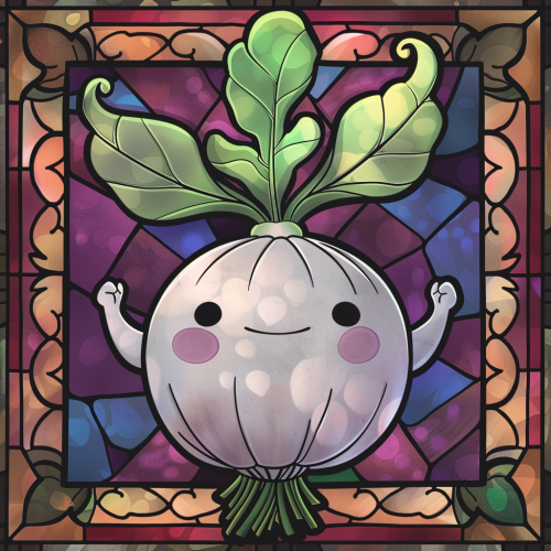Cartoon turnip stained glass art