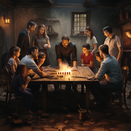 Adults playing childhood game with joy