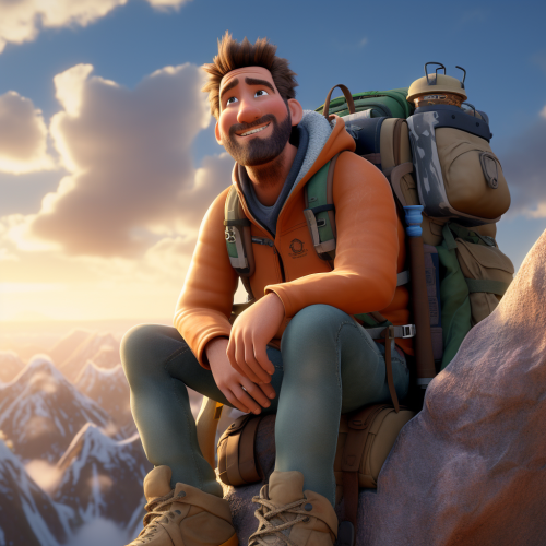 Adventure Man conquering the mountain peak Adventure Man conquering the mountain peak