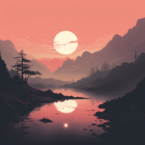 Beautiful atmospheric landscape cover art illustration