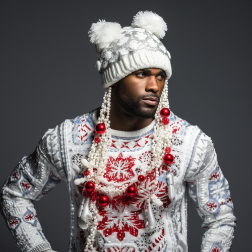 Stylish African-American Christmas Model in Fashion