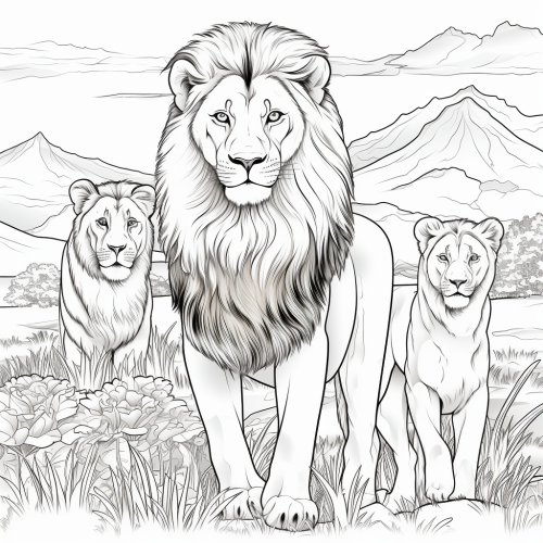 African Lions Coloring Page for Children African Lions Coloring Page for Children