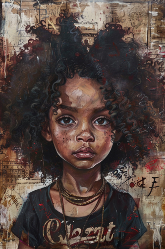 Tim Okamura's Painting of Afro American Child