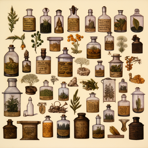 Supplement packaging with aged paper and antique gold