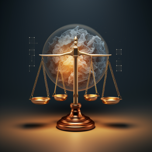 Illustration of AI and human brain in equilibrium