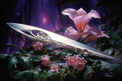Airbrushed Knife and Lily Artwork