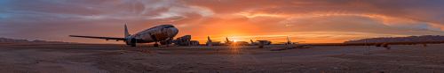 Abandoned airplanes Mojave desert sunset