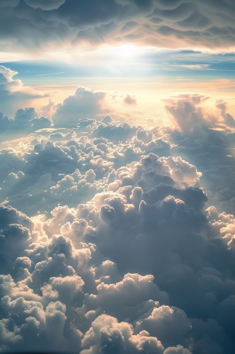 Airplane view above clouds