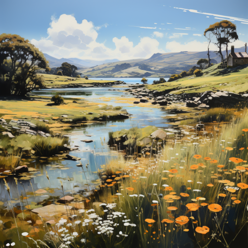Scenic Landscape Painting of Akaroa
