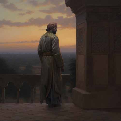 Traveler in Alhambra at Dusk Traveler in Alhambra at Dusk