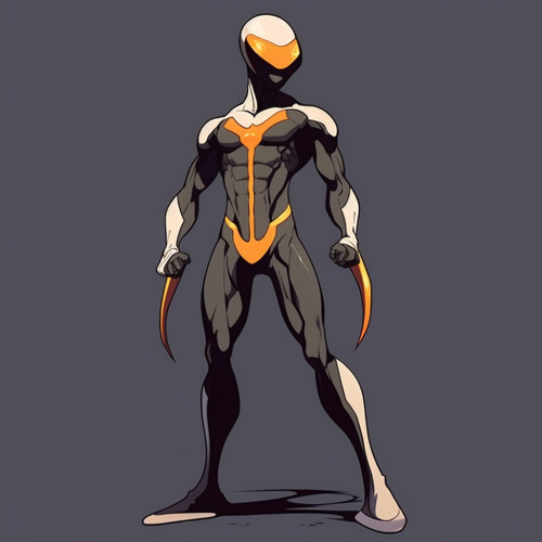 Alien with Orange Eyes in Powerful Pose