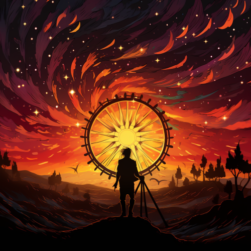 Mysterious alien sunset during solar eclipse