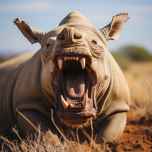 Alien Tiger Roaring in African Savannah