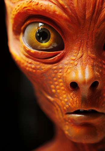 Close-up shot of mesmerizing alien being face Close-up shot of mesmerizing alien being face
