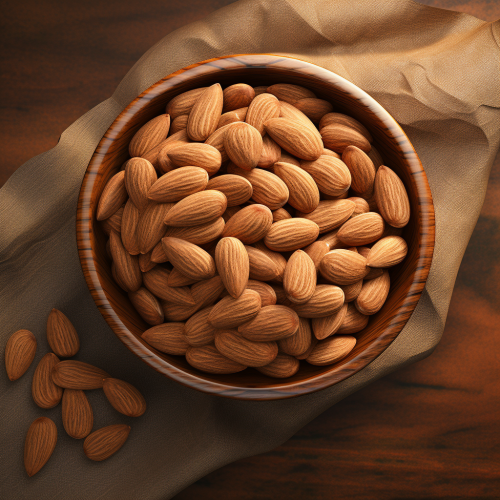 Freshly Harvested Almonds on White Background