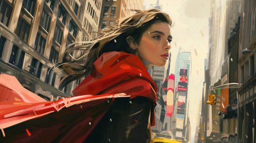 American comic hero in red cape