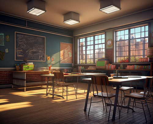 American High School Classroom Scene
