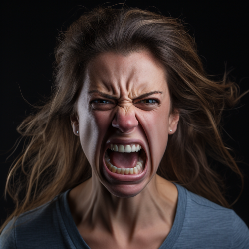 American woman expressing rage and anger