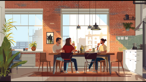 Amsterdam high-rise apartment dining room