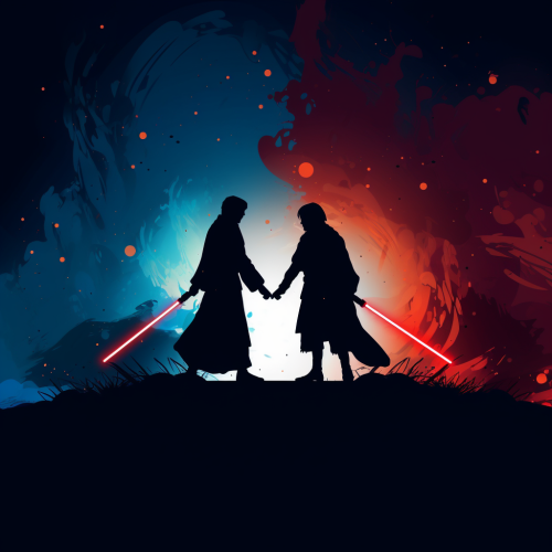 Anakin and Obi-wan clash in Christmas-themed silhouette