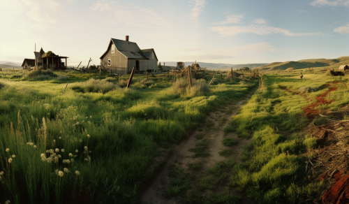 Idyllic anarchist eco-utopia farm landscape
