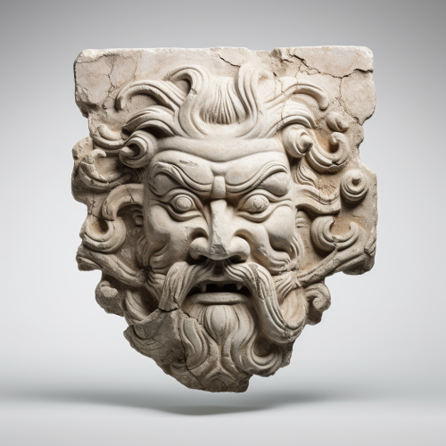 Ancient Chinese artifact fragment on white background