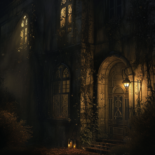 Eerie Atmosphere in Ancient Mansion with Candlelight