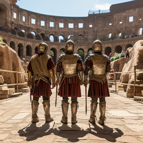 Ancient Roman Gladiators in Colosseum