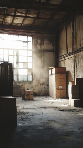 Ancient Warehouse Ecommerce Boxes Dust
