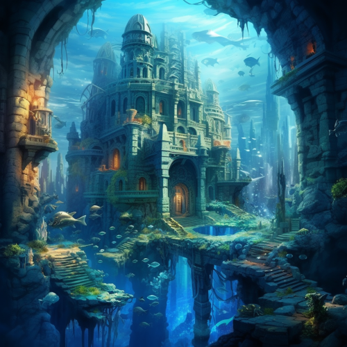 Stunning underwater ancient Atlantis city image
