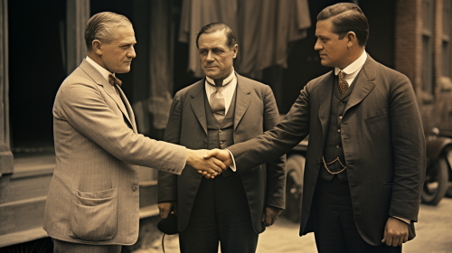 Andrew Johnson shaking hands in European Classicism style Andrew Johnson shaking hands in European Classicism style