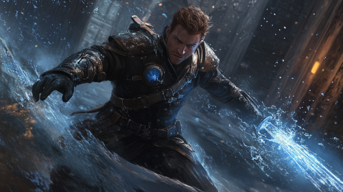 Male android gun slinger medieval armor