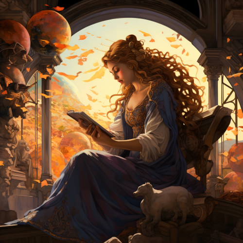 Angel holding bowls in a cartoon style