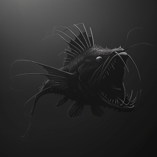 Black and White Angler Fish Art