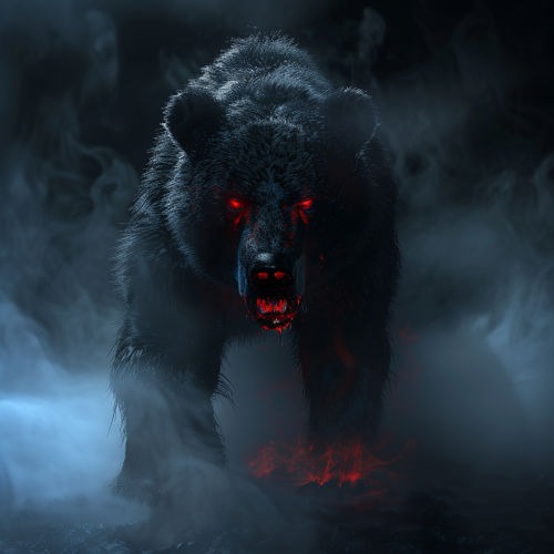Angry bear with red eyes