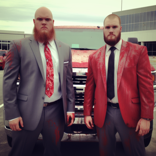 Angry rednecks wearing suits at Chevy Dealership