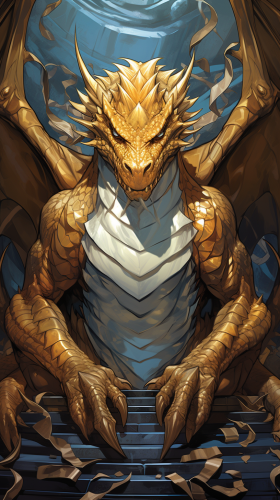 Fierce dragon protecting its treasure