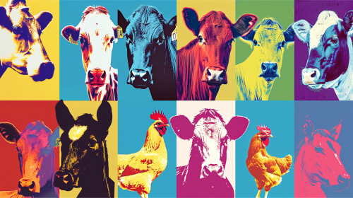 Warhol style animal grid art