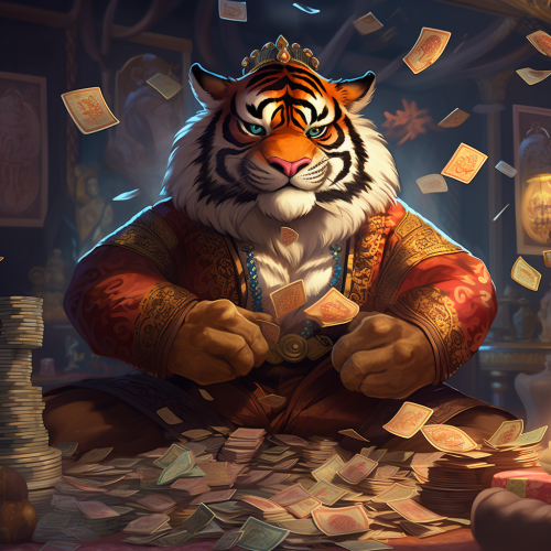 Animated tiger bringing fortune and luck