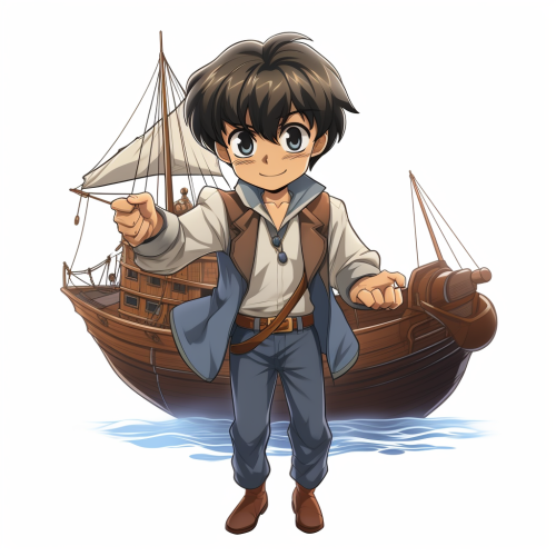 Anime Detective Conan holding boat anchor Anime Detective Conan holding boat anchor
