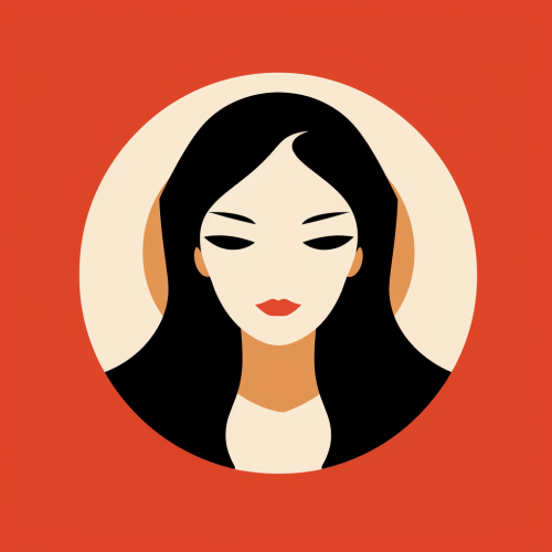 Anime woman's head logo by Paul Rand