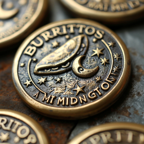 Antique Brass Medallion with Burrito and Moon