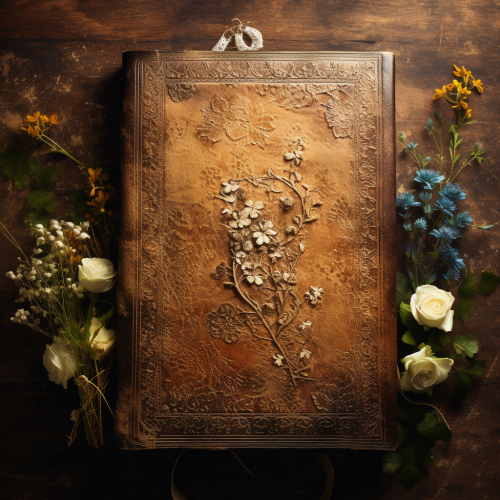 Antique Leather Book with Floral Borders