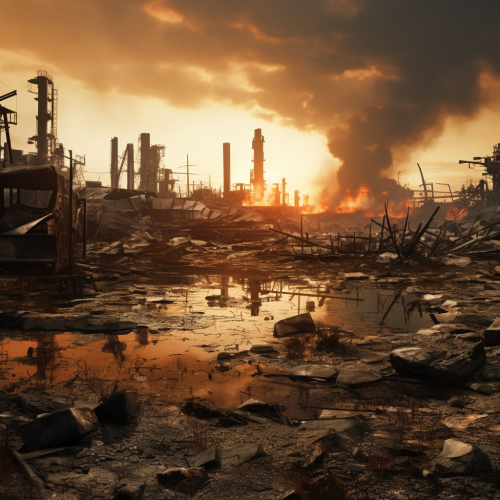 Industrial site with water contamination