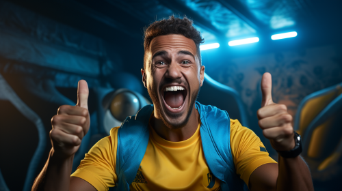 Happy Arab man celebrates football victory Happy Arab man celebrates football victory