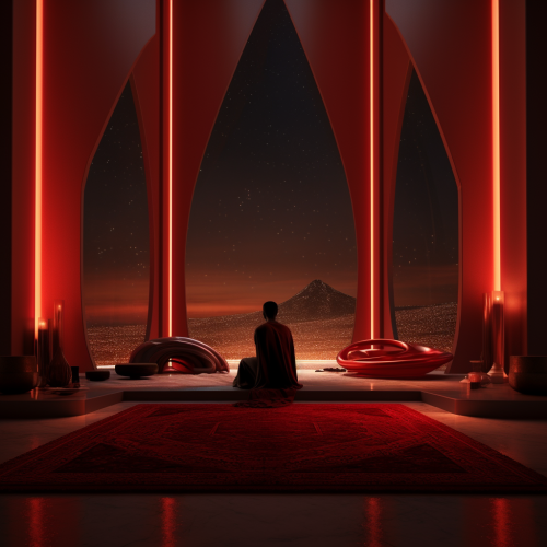 Arab man sitting in luxurious villa interior