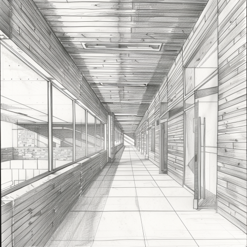 Pencil Sketch Modern Building Glulam