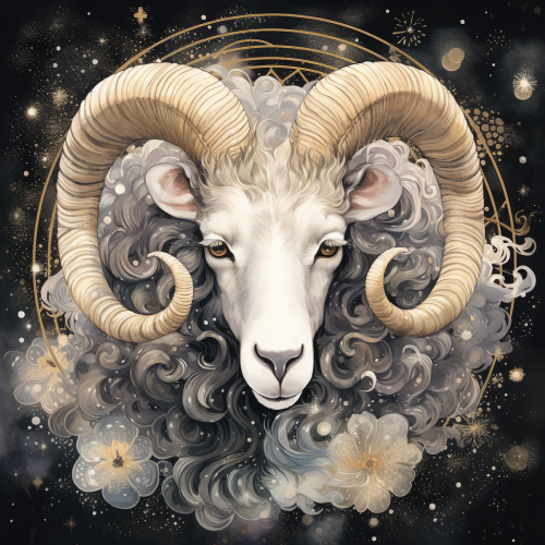 Beautifully detailed ram with celestial halo