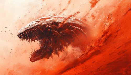 Armored worm exploding red sand